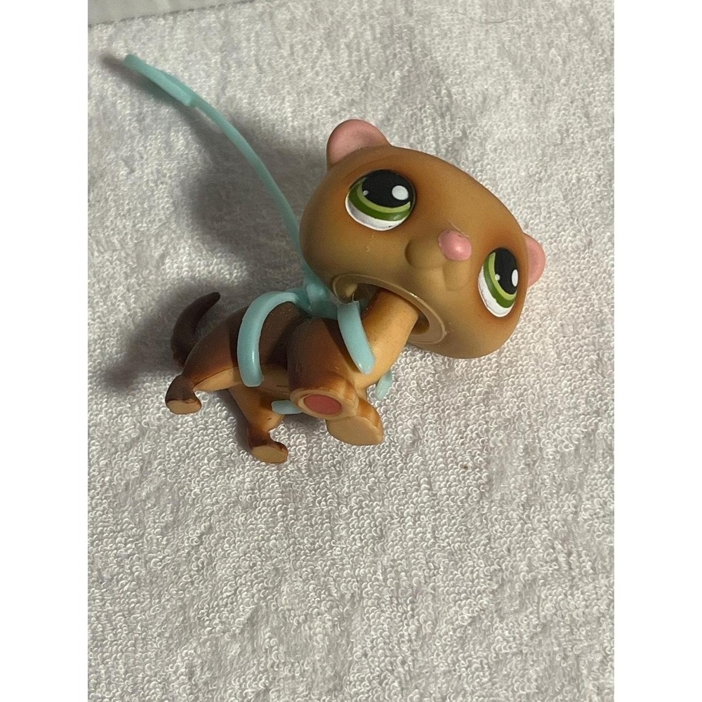 Littlest Pet Shop Ferret 482 Brown Green Eyes with Purple Carrier Accessory Set - Picture 2 of 3